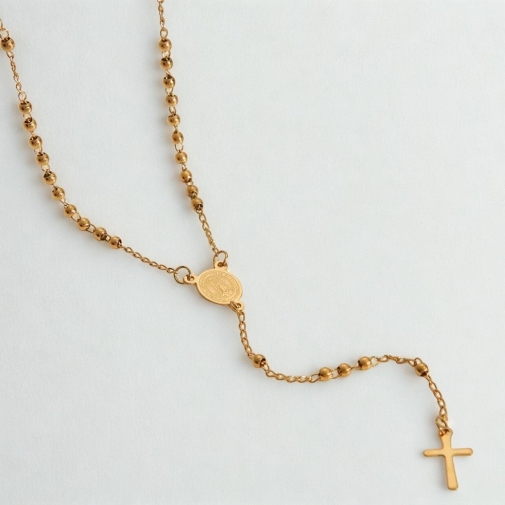 Elegant Gold Rosary Necklace